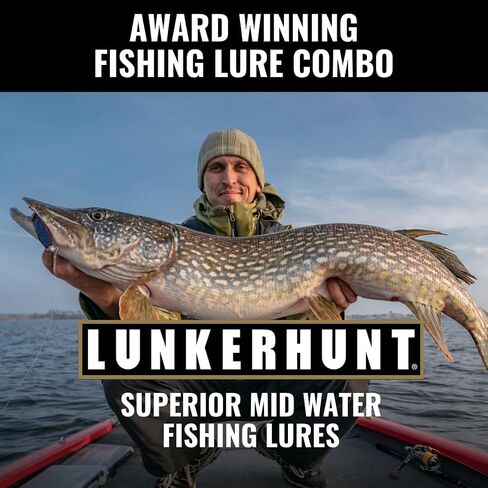 LUNKERHUNT Deep Diving Crankbaits – 4-Pack | Premium Hard Bait Fishing Lures for Bass, Walleye & Saltwater | Ideal for Deep Water Action in Kuwait