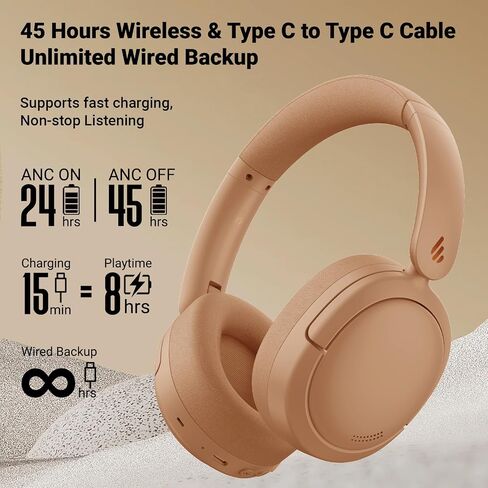 Edifier V80 Hybrid Active Noise Cancelling Headphones, True Wireless Over Ear Bluetooth Headset with 45H Playtime Hi-Res Audio Fast Charging Multipoint Connection for Travel Home Office (Navy) in Saudi Arabia