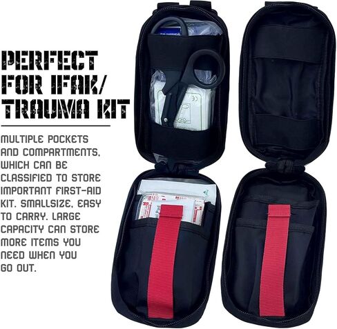 ترقية 69 قطعة من قطع الليزر التكتيكية Molle Ifak Trauma Kit Refil Medical Emergency Survival First Aid Kit Rip Away EMT Medic Kit للتخييم العسكري والمشي لمسافات طويلة والسفر (أسود) in Kuwait