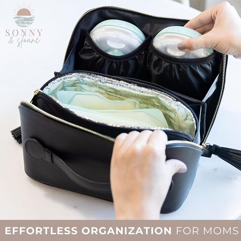 Wearable Breast Pump Bag with Cooler (10" x 6"x 6") | Vegan Leather Portable Breast Pump Bag with Cooler | Pump Bag for Work with Cooler or Breast Pump Travel Bag | Breast Pump Cooler Bag in Saudi Arabia