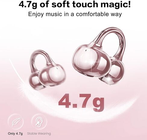 ZIHNIC S26 Wireless Clip on Earbuds, Open Ear Wireless Bluetooth 5.4 Headphones with Mic, IPX5 Waterproof, 35Hr Play time, Light Weight -Rose-Gold in Kuwait
