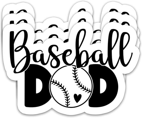 Baseball Dad Sticker (3pcs) – Waterproof Vinyl Decal for Laptop, Tumbler, Water Bottle, Scrapbook – Cute Baseball Gift for Dad, Papa, Daddy, Coach – Father's Day Gift – 3" x 2.1" in Saudi Arabia
