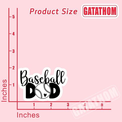 Baseball Dad Sticker (3pcs) – Waterproof Vinyl Decal for Laptop, Tumbler, Water Bottle, Scrapbook – Cute Baseball Gift for Dad, Papa, Daddy, Coach – Father's Day Gift – 3" x 2.1" in Saudi Arabia