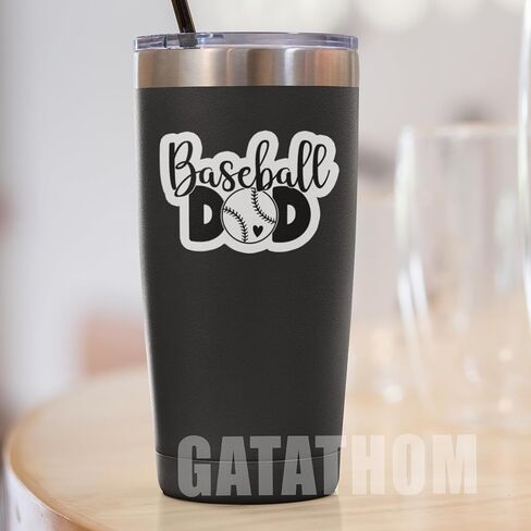 Baseball Dad Sticker (3pcs) – Waterproof Vinyl Decal for Laptop, Tumbler, Water Bottle, Scrapbook – Cute Baseball Gift for Dad, Papa, Daddy, Coach – Father's Day Gift – 3" x 2.1" in Saudi Arabia