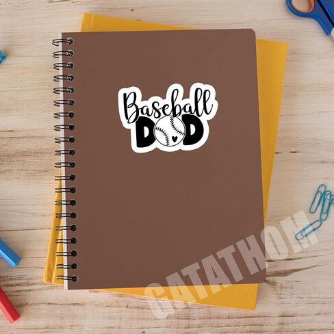 Baseball Dad Sticker (3pcs) – Waterproof Vinyl Decal for Laptop, Tumbler, Water Bottle, Scrapbook – Cute Baseball Gift for Dad, Papa, Daddy, Coach – Father's Day Gift – 3" x 2.1" in Saudi Arabia