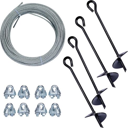 Tie Down 59070 Galvanized Cable (Includes 4 Anchors, 8 Clamps, 50 Feet Galvanized Cable) , Black in Kuwait
