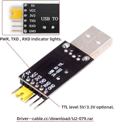 Cy USB2.0 Type-A إلى TTL Converter UART STC MODULE المبرمج التسلسلي CH340G CH340 3.3V 5V محول استبدال PL-2303 in Kuwait