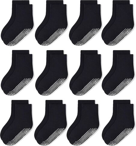 HYCLES Toddler Grip Socks, Non Slip Kid Socks Floor Skid Sock with Gripper for 1-10T Boy Girl 6-12 Months Baby in Kuwait