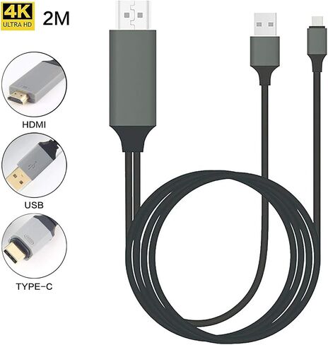 PRO USB-C HDMI Works for Raspberry Pi 4 Model B+ at 4k with Power Port, 6ft Cable at Full 2160p@60Hz, 6Ft/2M Cable [Gray/Thunderbolt 3 Compatible] in Kuwait