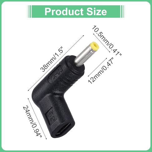 MECCANIXITY USB 3.1 Type-C Female to DC Male Adapter, 15V Type C to DC35135 3.5x1.35mm Elbow Adapter for PD Power Bank PD Source Notebook Laptop Tablet in Saudi Arabia