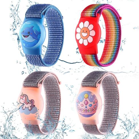 Kids Wristband for AirTag, Adjustable Nylon Watch Band Tracker Case, Breathable, Waterproof, GPS Trackers Case Cover, Anti Lost watchband for Toddler Child (red/Green/Black/Blue) in Kuwait