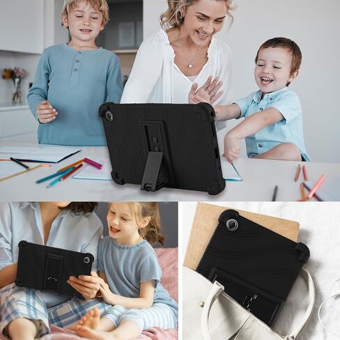 ATOOZ for Lenovo Tab One 8.7 Case 2025 (TB305FU),Soft Silicone Shockproof Kids Case for Lenovo Tab K9 Tablet 8.7 inch with PC Stand (Black) in Kuwait