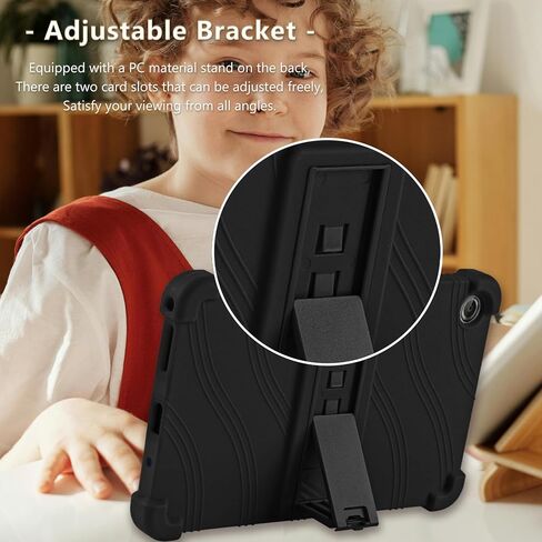 ATOOZ for Lenovo Tab One 8.7 Case 2025 (TB305FU),Soft Silicone Shockproof Kids Case for Lenovo Tab K9 Tablet 8.7 inch with PC Stand (Black) in Kuwait