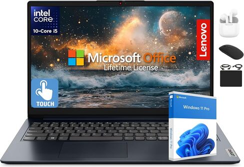 Lenovo IdeaPad 15.6" Flagship Touchscreen Laptop 2025, 10-Core Intel i5, Lifetime Office 2024, Copilot AI, 24GB RAM, 1.5TB Storage (1TB SSD + 500GB Ext), HubxcelAccessory, Long Battery, Win 11 Pro in Saudi Arabia