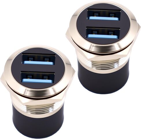 Poyiccot Dual USB 3.0 Panel Mount Adapter, USB 3.0 Female to Female Pass Though Connector, 5Gbps Data Industrial Panel Mount Bulkhead Adapter for Sound Console, Audio Set, Silvery(2pcs) in Kuwait