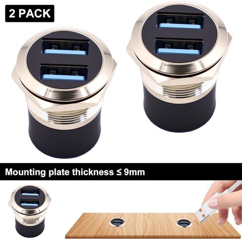 Poyiccot Dual USB 3.0 Panel Mount Adapter, USB 3.0 Female to Female Pass Though Connector, 5Gbps Data Industrial Panel Mount Bulkhead Adapter for Sound Console, Audio Set, Silvery(2pcs) in Kuwait