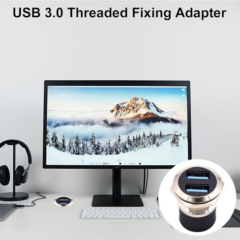 Poyiccot Dual USB 3.0 Panel Mount Adapter, USB 3.0 Female to Female Pass Though Connector, 5Gbps Data Industrial Panel Mount Bulkhead Adapter for Sound Console, Audio Set, Silvery(2pcs) in Kuwait