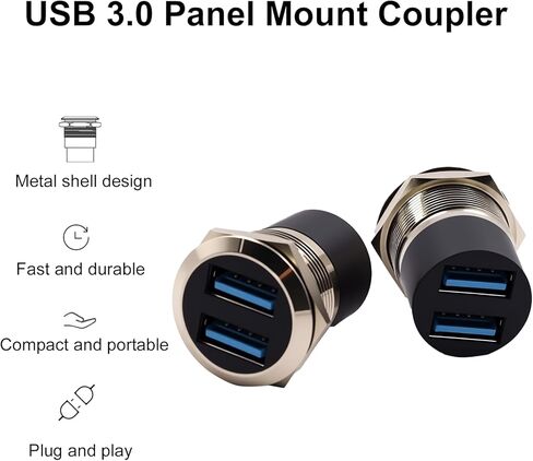 Poyiccot Dual USB 3.0 Panel Mount Adapter, USB 3.0 Female to Female Pass Though Connector, 5Gbps Data Industrial Panel Mount Bulkhead Adapter for Sound Console, Audio Set, Silvery(2pcs) in Kuwait