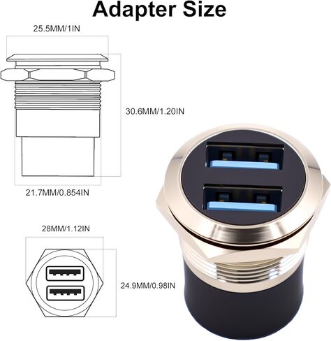 Poyiccot Dual USB 3.0 Panel Mount Adapter, USB 3.0 Female to Female Pass Though Connector, 5Gbps Data Industrial Panel Mount Bulkhead Adapter for Sound Console, Audio Set, Silvery(2pcs) in Kuwait