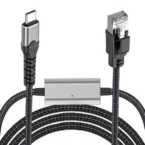 Gigabit Ethernet to USB C Cable, Type C to RJ45 Cable, RJ45 to USB C Adapter Cable 1000Mbps Ethernet LAN Network for iPhone 16/15 Series, MacBook Air/Pro, iPad, Galaxy, Switch, Laptop, PC, Desktop(2M)