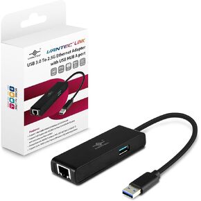 VantecLink USB 3.0 to 2.5G Ethernet Adapter with USB HUB A Port, 10/100/1000/2500Mbps (CB-U325GNA)