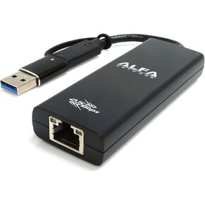 ALFA 2.5 GBE TYPE-C SUPERSPEED USB 5 GBPS مع Realtek ™ RTL8156B و TYPE-A ADAPTER