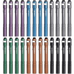 FASTPRO 24-Pack Pen Light, Aluminum LED Penlights with Batteries Included & Pre-Installed, Pocket Pen Flashlight for Inspections, Repairs, Camping and Emergencies