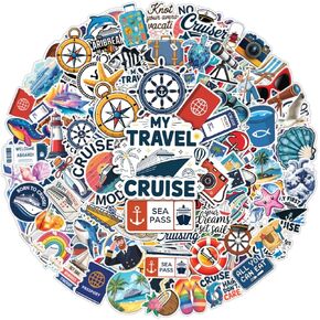 100pcs ملصقات الرحلات البحرية المريحة ، وملصقات سفن Cruise Proofbroof Finyl مثالية لحالات الهاتف ، وأجهزة الكمبيوتر المحمولة ، والأمتعة ، وحفلات أعياد الميلاد ، وحرف النزهة ، والزينة اليومية