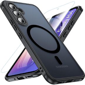 Fin2feel for Samsung Galaxy A54 5g Phone Case 6.4'', Magnetic with Screen Protector, [Military Grade Protection] Shockproof Matt Phone Protective Case for Samsung Galaxy A54,Black