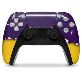 WraptorSkinz Skin Wrap compatible with Sony PS5 DualSense Controller Ripped Colors Purple Yellow (CONTROLLER NOT INCLUDED)