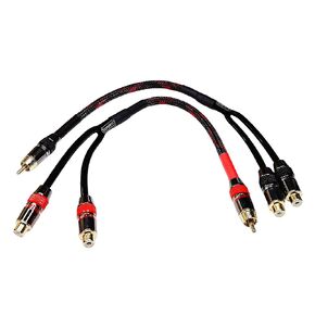 2 حزمة RCA Splitter Stereo Cable ، 1 ذكر إلى 2 من الإناث من الذهب مطلي RCA Y الحبل الصوت - 1 قدم