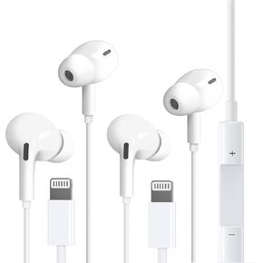 2 Pack Wired Headphones for iPhone Earbuds with Built-in Microphone & Volume Control HiFi Stereo Nosie Reduction Earphones Compatible with iPhone 14/13/12/11/XR/XS/X/8/7/SE Support All OS System