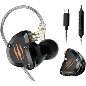 in Ear Monitors Headphones, HiFi Wired Earbuds with 1BA+1DD, Type-C with Microphone Earphone, IEM Headset with Detachable Recessed 2Pin Cable for Gaming, Musicians, Singer