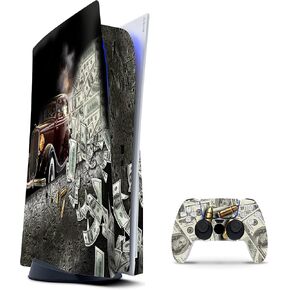 ZOOMHITSKINS Compatible with PS5 Skin, Gangsters Mafia Money Cash Speed, Durable, Bubble-Free, W/Disk Version, Precisely Cut