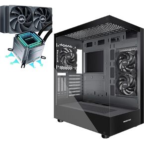 K2B ATX PC Case +M240T-OB Infinity Mirrors AIO CPU Water Cooler
