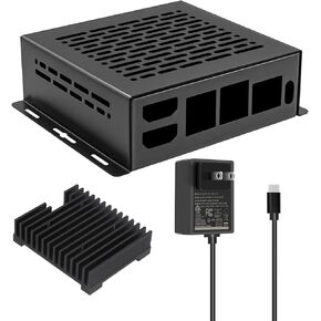 Geekworm X1500-C1 Metal Case+C519 Cooler+GAN PD 27W Power Supply for Raspberry Pi CM5 and X1500/X1501 IO Carrier Board