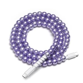 USB C to USB C Cable for iPhone Charging Cord [MFi Certified] Beaded Charger Cord Fast Charging Cable 3.3FT Girls Women for iPhone 16/15 Pro Max-Purple Beaded Charger