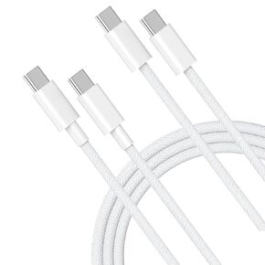 USB C to USB C Cable for iPhone 16 15, 2 Pack 60W Type C Fast Charging Cable 6FT Nylon Braided iPhone 16 Charger Cord for iPhone 16/16 Plus/16 Pro/16 Pro Max/15/15 Plus/15 Pro/15 Pro Max, 6FT Pink