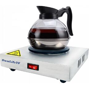 Commercial Coffee Warmer, 60W Single Burner Decanter Warmer Plate, Stainless Steel Portable Warmer Single Burner, for Cafe, Break Room, Buffet and Commercial Use