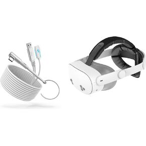 KIWI design K4 Head Strap, VR Headset Accessories for Meta Oculus Quest 3/3S and Link Cable with Charging 16FT