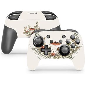 ZOOMHITSKINS Switch Pro Controller Skin, Compatible for Switch Controller, Forest Mushroom Vintage Beige Fall Botanical, 3M Vinyl Cover, Durable & Fit, Easy to Install, Made in The USA
