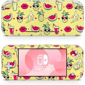 ZOOMHITSKINS Switch Lite Accessories, Compatible for Switch Lite Skin, Yellow Summer Tropical Holiday Pineapple Watermelon Hawaii, 3M Vinyl, Durable & Fit, Easy to Install, Made in The USA