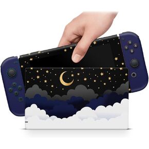 ZOOMHITSKINS Compatible with Switch Skin Cover Arabian Nights Black Dark Blue Stars Vinyl Decal Sticker Wrap, Made in The USA