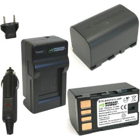 بطارية Wasabi Power (حزمة) وشاحن لـ JVC BN-VF815