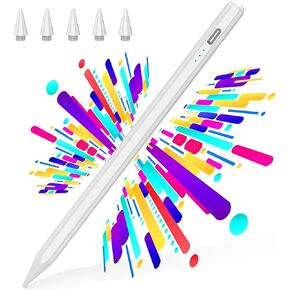 Stylus Pen for iPad 2018-2025, USB C Fast Charging Magnetic Pen with Tilt Sensitivity & Palm Rejection, Pencil for iPad a16/6/7/8/9/10/11, iPad Pro 11"/12.9"/M4, IPad Air 3/4/5/M2/M3, White