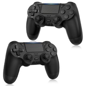 FASIGO 2 Pack Wireless Controller Compatible with PS4, with 2 USB C Cables - Black