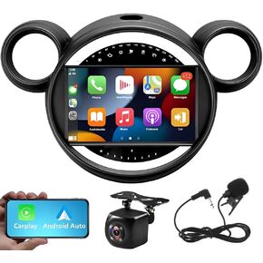 [2+32G] Android 13 Car Radio Stereo for Mini Cooper 2010-2016 Carplay and Android Auto - 9 inch Touch Screen Android Car Stereo WiFi GPS Navigation Bluetooth Head Unit SWC + AHD Backup Camera