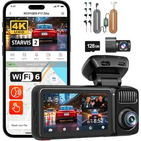 REDTIGER F17 Elite 4K 3 Channel Dash Cam with Acc Multi-Size Hardwire Kit