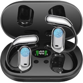 الصوت المفتوح المؤيد للرقم: Bluetooth 5.4 سماعات الرأس اللاسلكية ， 60H Playtime + Fast Charge IPX7 EARHOOKs مناسبة للقيادة الآمنة ، واللياقة البدنية السوداء