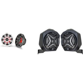 Kicker 45km654l 6.5 "LED مكبرات صوت بحرية مجمعة مع قرون مكبر الصوت الخلفية متوافقة مع 2021-2025 Bronco 2-Door